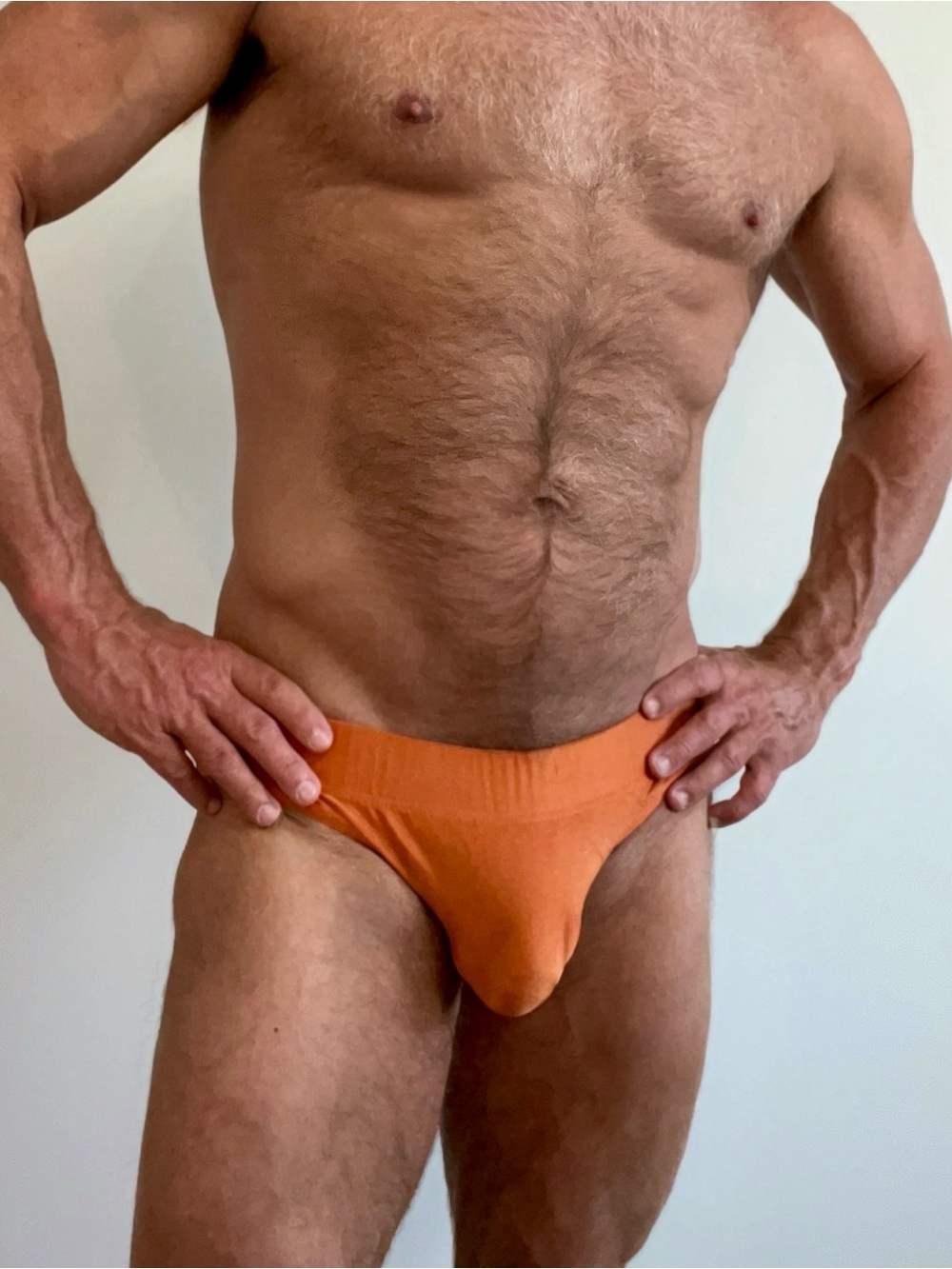 Men's Orange Swim Briefs - Sleek Support, medium, front lined